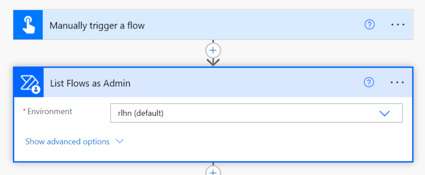 Get list of all FLOWs in the environment with number of actions in it